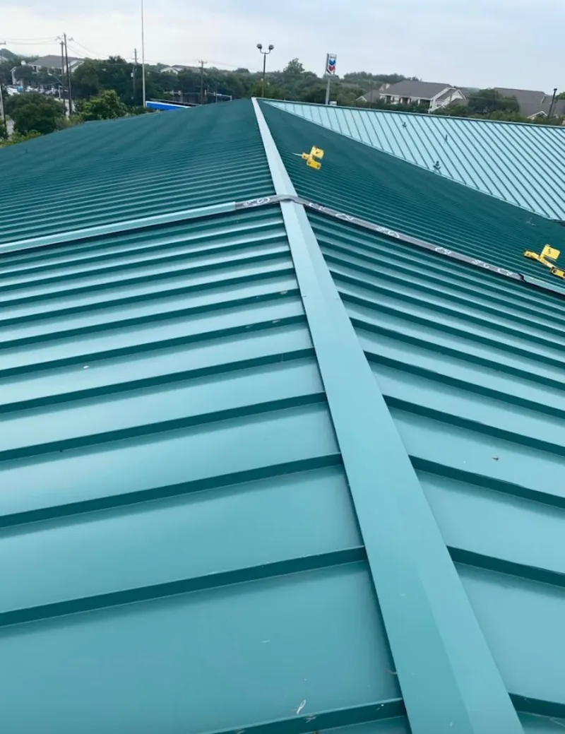 Green commercial metal roof ridge and valley for Metal Roof Repair in Olathe
